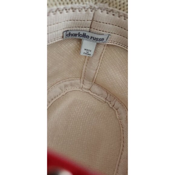 Charlotte Russe Beach Fedora Panama Straw Blue Print Band NWOT Cool Light Sharp! - Picture 4 of 5